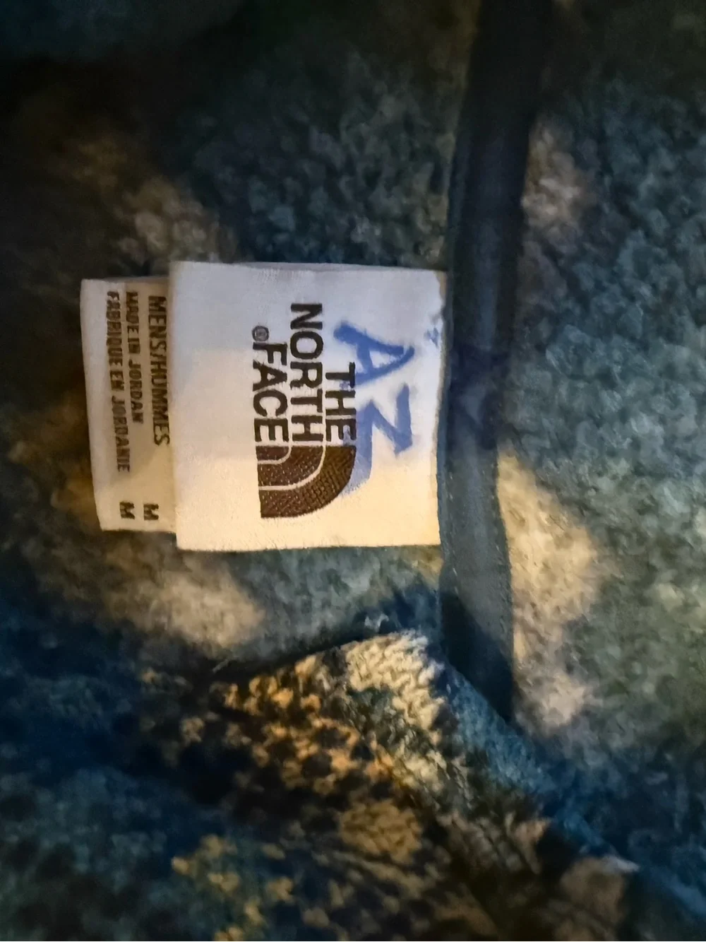 The North Face Men's Teal and Gold Fair Isle mock neck quarter zip